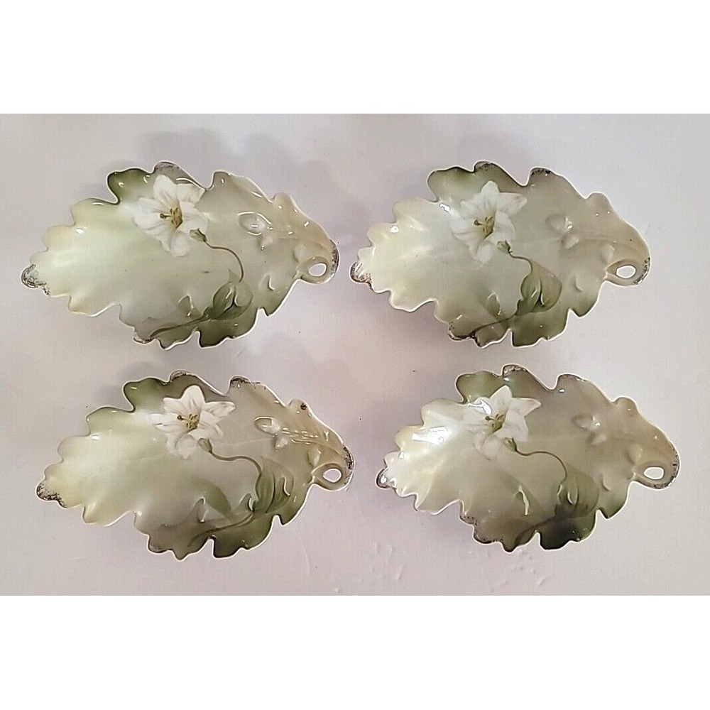 Set of 4 R S Germany Reinhold Schlegelmilch Lily Leaf Nut Dishes